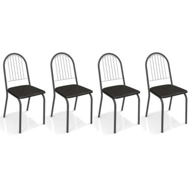 Imagem de Cadeira de Cozinha Noruega 2C077 Kit 4 Un Preto Fosco/Courano Preto 110 - Kappesberg