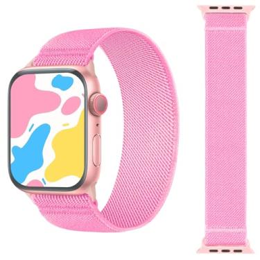 Imagem de Pulseira infantil de relógio Apple, pulseira de nylon elástica para meninos e meninas, compatível com iWatch séries 9, 8, 7, 6, 5, 4, 3, 2, 1/SE (42/44/45 mm, tamanho oficial 2 para idosos de 11 anos