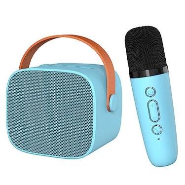 Imagem de Mini Máquina de karaokê Hifi Portátil Alto-falante Microfone Conjunto Compacto Bluetooth karaokê para Casa Ao Ar Livre (Azul celeste)