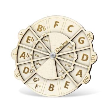 Imagem de Ferramenta de melodia de madeira, roda de acorde de madeira de 4,8 polegadas, círculo de quintas rodas, ferramenta de acorde de melodia redonda, ferramenta educacional musical de madeira para piano