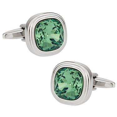 Imagem de Abotoaduras de cristal verde Erinite Cuff-Daddy com caixa de apresentação