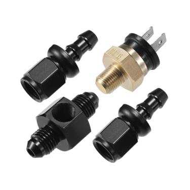 Imagem de VekAuto Kit de interruptor de termostato de mangueira de refrigeração, 4AN 210'F ligado - 195'F Off Transmission Sensor Cooler Ventilador Radiador de óleo Radiador Interruptor Elétrico Encaixe