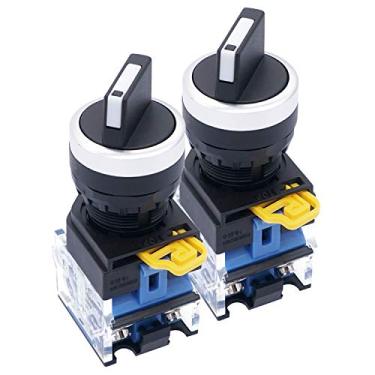 Imagem de TWTADE / 2 peças 22 mm 2 NO Three 3 - interruptor seletor rotativo com trava de posições 440 V 10A (garantia de qualidade para 3 anos) LA38-20X/31