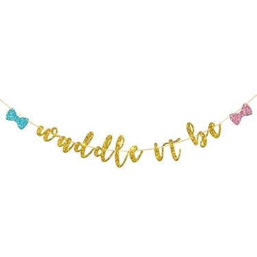 Imagem de Talorine Faixa Waddle it Be, chá de bebê, faixa de menino ou menina, anúncio de gravidez, decorações reveladoras de gênero, glitter dourado