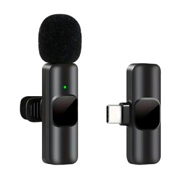 Imagem de Microfone de Lapela Tipo-C 1 Omnidirecional 2,4 GHz, Redução de Ruído, Bateria 80mAh, Alcance 50m, para iPhone/Android (Tipo-C 1Mic)
