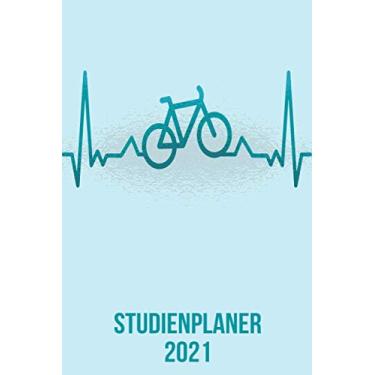 Imagem de Studienplaner 2021: Wochenplaner zum notieren, organisieren und planen DIN A5. Kalender/Terminkalender/Monats- / Tagesübersicht/Kontakt- / Geburtstags listen/Fahrrad heartbeat herzschlag