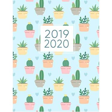 Imagem de 2019-2020: 2019-2020 Weekly and Monthly Planner, Agenda, Organizer & Journal, Large, 16 Month Calendar (September 2019 - December 2020) | Cute Blue Potted Cactus Pattern