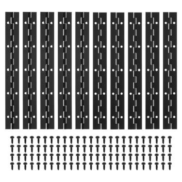 Imagem de PATIKIL Dobradiça de piano de 25 x 3 cm, pacote com 10 dobradiças contínuas de aço inoxidável 304 com furos para porta de portão de piano, caixa de armazenamento de madeira, barco, armário, preto