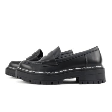 Imagem de Soda "Soho" ~ Mocassim feminino sem cadarço com salto plataforma, Poliuretano preto, 35