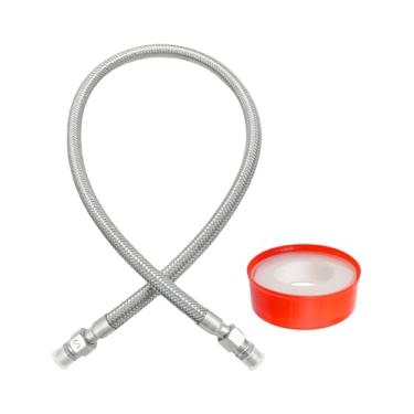 Imagem de Mangueira de jumper de compressor universal de 101.6 cm x 1/5.1 cm, mangueira jumper de compressor de nível industrial 450 PSI e 398.9 °C com dois adaptadores macho de 1/5.1 cm (ambos os encaixes