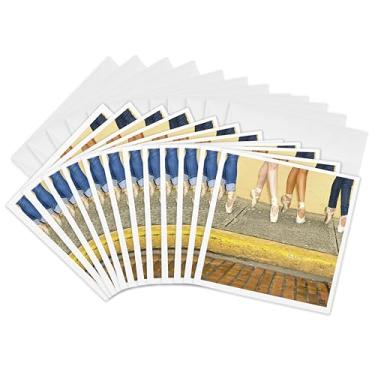 Imagem de 3dRose Bailarinas profissionais vestidas com roupas de rua mas usando sapatos de balé - Cartões comemorativos, 15 x 15 cm, conjunto de 12 (gc_9989_2)