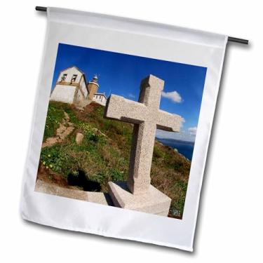 Imagem de 3dRose fl_10607_1 Capa Finisterre Galicias Versão das Terras Inglaterras Terras Terras Terras na Espanha e Oceano Atlântico Começa a Bandeira do Jardim, 30 x 45 cm