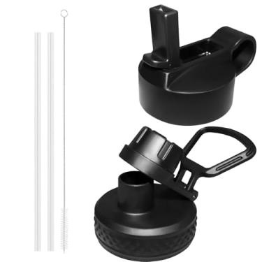 Imagem de hydroyota Tampas de canudo para Hydroflask boca larga 12 32 1,134 g, tampa de garrafa de substituição preta para acessórios de garrafa de água isolada, tampa de canudo à prova de vazamento, anel em O