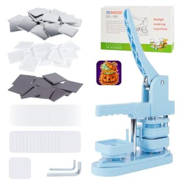 Imagem de MK.Bear Máquina De Fazer Botões De Ímã De Geladeira, Máquina De Fazer Pinos Quadrados De 50 Mm/1,97 Polegadas Para Ímã De Geladeira, Máquina De Prensa De Botão Quadrado Faça Você Mesmo Com 100 Peças