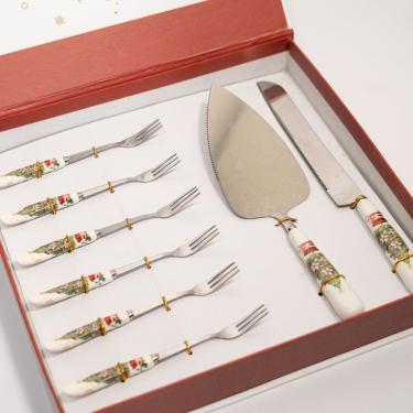 Imagem de Conjunto Kit Talheres De Natal Para Bolo Sobremesa 8 Peças