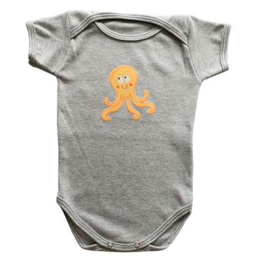 Imagem de Body Bebê Manga Curta Polvo  - Mellane Baby, Cinza, PP