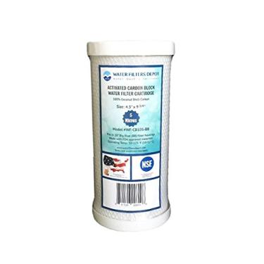 Imagem de WFD, WF-CB105-BB 4,5 polegadas x 9-3/4 polegadas Cartucho de filtro de água de bloco de carbono ativado, cabe em caixas de filtro Big Blue (BB) de 10 polegadas (5 mícrons)