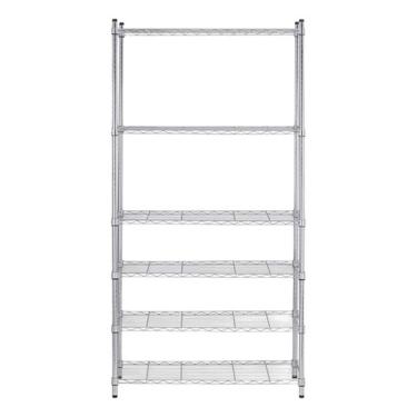 Imagem de Estante De Metal Cromado 6 Prateleiras 180x90x35 Cm Spaceo