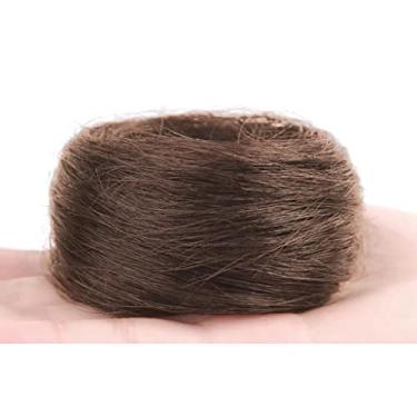Imagem de Lindo Coque de Cabelo Desarrumado Coque de Cabelo Liso Para Mulheres Extensões de Cabelo Preto Coque Rabo de Cavalo Curto Extensões de Cabelo Cabelo Humano Real Liso Ajustável
