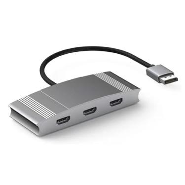 Imagem de WJESOG Divisor DisplayPort para 3 HDMI, DP 1.4 para HDMI Multi Monitor 3 portas suporta Dual 4K @60Hz compatível com Windows e Mac OS