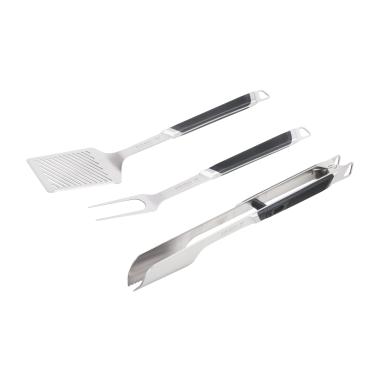 Imagem de Everdure por Heston Blumenthal Pacote premium com 3 Kit de ferramentas para churrasco: Pinças de aço inoxidável escovadas, espátula e garfo com alças macias e zona de pendurar
