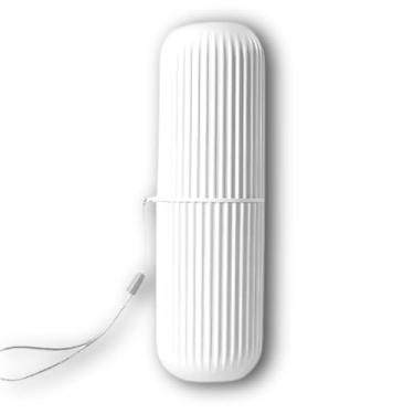 Imagem de Genérico Estojo Porta Escova de Dentes e Creme Dental Multiuso em Plástico Moderno e Compacto Ideal para Viagem, Escola e Trabalho Com Alça Prática (Branco)