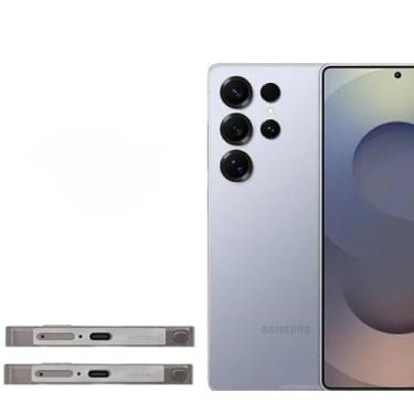 Imagem de Rede de metal à prova de poeira para Samsung Galaxy S25 Ultra Speaker Hole AntiDust Mesh Charge Port Dust Plug Capa adesiva protetora - 4 peças/prata