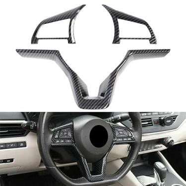 Imagem de Peopop Acessórios Nissan, decoração interior de acabamento para volante para Nissan Rogue Altima Sentra Kicks LEAF Versa (fibra de carbono preta)