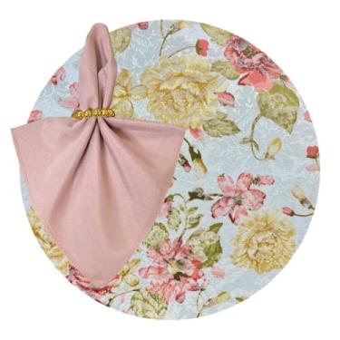 Imagem de Kit Sousplat Suplá Completo Mesa Posta com Guardanapos e Pg Decorativo 6 Lugares (80 FLORAL - GUARDANAPOS ROSE - PG PÉROLA DOURADA)