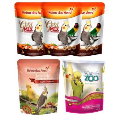 Imagem de 3 Mix Sementes + Gold Frutas Reino das Aves + Pm13 Megazoo - Reino das