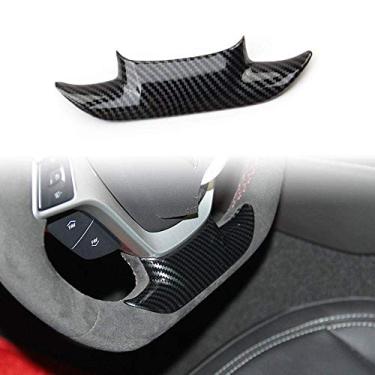 Imagem de Justautotrim Capa de volante com aparência de fibra de carbono acessórios para Chevrolet Corvette C7 2014 2015 2016 2017 2018 (pequeno)
