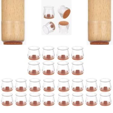 Imagem de KIT 24 PROTETOR DE PÉ DE CADEIRA transparente COM FELTRO DE SILICONE FLEXIVEL MESA E MOVEIS COZINHA SERVE PÉ REDONDO OU QUADRADO SEM BARULHOS E ARRANHOES NO PISO NÃO RISCA RESISTENTE UNIVERSAL (24)
