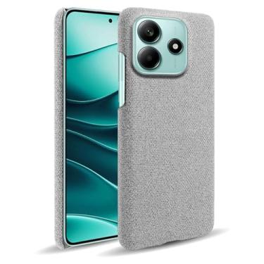 Imagem de Capa para Xiaomi Redmi Note 14 5G,Capa desenhada em lona,Case Protetora Ultrafina com Empunhadura Macia,Design em Tecido Antichoque e Antiarranhões-Light gray