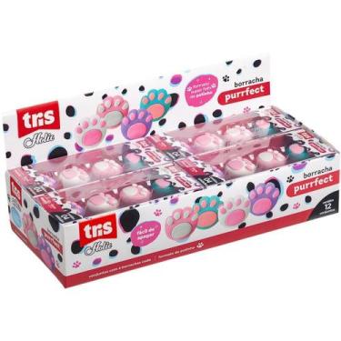 Imagem de Borracha Decorada TRIS Purrfect 4 Cores Estojo com 4 Unidades Display 