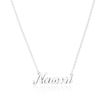 Imagem de Hidepoo Colar com nome personalizado – Colar com pingente de nome de aço inoxidável, corrente delicada com nome de letra, joias personalizadas, presentes para mulheres, Ouro, aço inoxidável