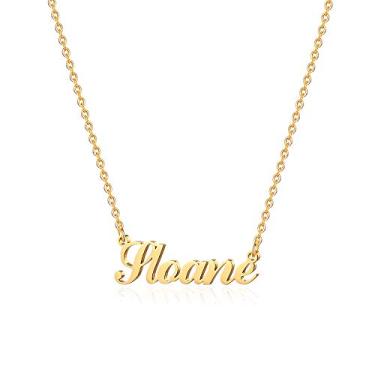 Imagem de Hidepoo Colar com nome personalizado – Colar com pingente de nome de aço inoxidável, corrente delicada com nome de letra, joias personalizadas, presentes para mulheres, Metal