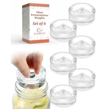 Imagem de Elementi Conjunto de 6 pesos de fermentação – Pesos de fermentação de vidro para frascos de vidro de boca larga, perfeito para kit de fermentação de jarra de vidro, kit de decapagem, pesos de vidro para frascos de fermentação, pesos de conservas