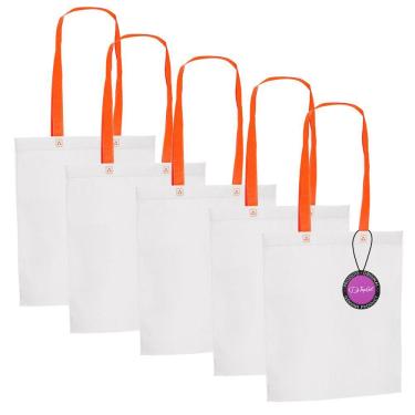 Imagem de Kit 5x Sacola Ecobag em TNT Premium 33x39cm Termo Selado Sisco TopGet