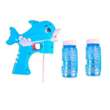 Imagem de Pistola Lança Bolhas De Sabão Brinquedo Golfinho Refil Azul - Wellmix