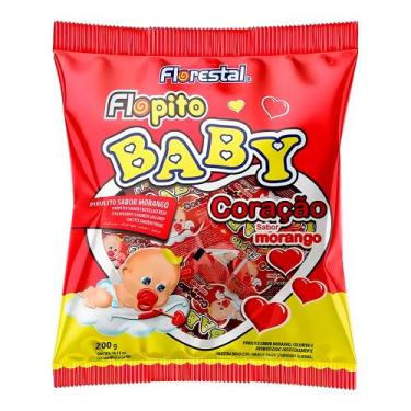 Imagem de Pirulito Baby Flopito Coração Florestal Morango 200g