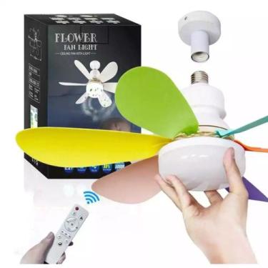 Imagem de Super Ventilador Teto Lampada Bocal E27 30w Silencioso Bivolt Flor Pás