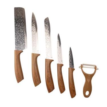 Imagem de Jogo De Facas 6 Peças Aço Inox Conjunto Facas Profissional - Genérico