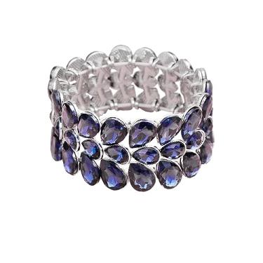 Imagem de chaoyite Pulseiras femininas elásticas largas para noivas, joias de cristal em gota d'água para casamento, festa à noite, acessórios de fantasia #1622, 40, Metal, Cristal