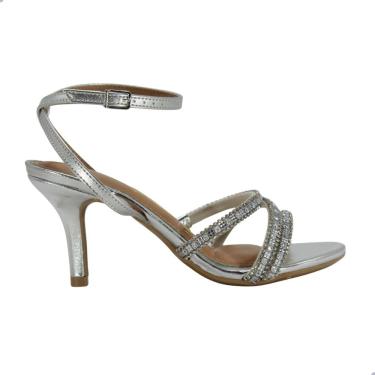 Imagem de Sandália Feminina Vizzano Metal Premium Prata Branco Off Cristal