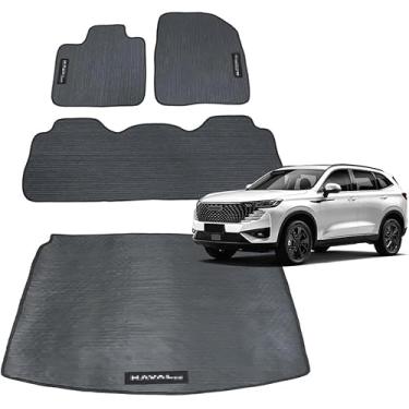 Imagem de Tapete Automotivo Haval H6 2023 2024 2025 Borracha 3 Peças com Protetor de Porta Malas Impermeável.