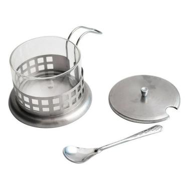 Imagem de Açucareiro Inox e Acrílico 200ml - Organização e Praticidade