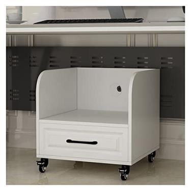 Imagem de Suporte de impressora sob a mesa, suporte de impressora feito à mão de 2 níveis com 1 gaveta deslizante, rodas bloqueáveis, suporte de mesa para escritório, casa, scanner, impressora Pri ( )