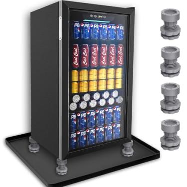 Imagem de Tapete de silicone para mini geladeira - com base ajustável de 4 alturas - 40 cm x 40 cm x 2 cm, bandeja de gotejamento para chão, carpete - Mini tapete de geladeira para proteger o chão, evita