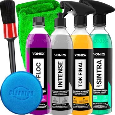 Imagem de Kit Estética Automotiva Vonixx Lava Rápido Tok Final Intense Shampoo V-Floc Sintra Aplicador Pincel Toalha Microfibra