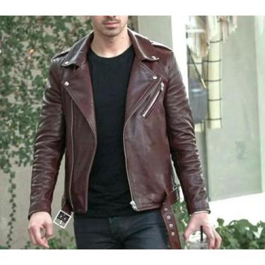 Imagem de Jaqueta De Couro Legítimo Masculina Motoqueiro Lançamento - Bella, Mar
